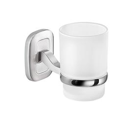 Vonios stiklinaitė ir laikiklis Gedy Everest, balta/chromo/nerūdijančiojo plieno, 9.5 cm x 11.6 cm x 6.8 cm