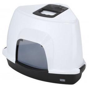 Uždaro tipo kačių tualetas Europet Bernina Medio, balta sp./juoda sp., uždaras, 56 cm x 38 cm x 40 cm