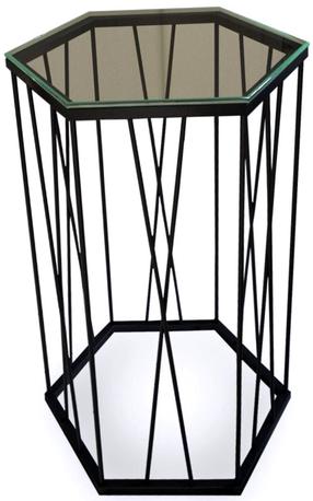 Kavos staliukas Kalune Design Cetrus Glass, skaidri sp./juoda sp., 40 cm x 35 cm x 62 cm