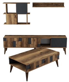 Dzīvojamās istabas mēbeļu komplekts Kalune Design Madrid, iekštelpu, antracīta krās./valriekstu krās.
