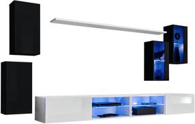 Sekcija ASM Switch XXV, balta sp./juoda sp., 280 cm x 40 cm x 150 cm