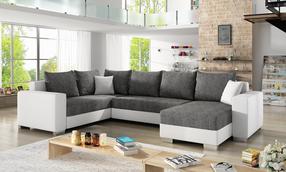 Kampinė sofa Marco Berlin 02, Soft 17, balta sp./tamsiai pilka sp., dešininė, 210 x 312 cm x 92 cm