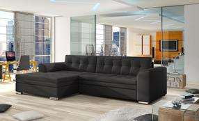 Kampinė sofa Conforti Soft 11, juoda sp., kairinė, 165 x 275 cm x 78 cm