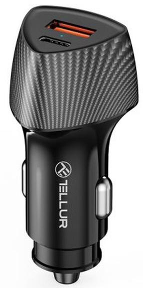 Automobilinis įkroviklis Tellur FCC10 TLL151291, USB Type A/USB Type-C, juoda sp., 38 W