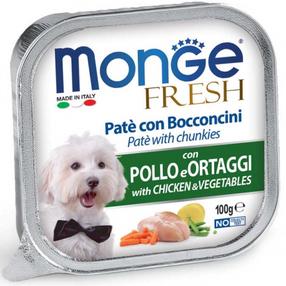 Šlapias šunų maistas Monge Fresh Chunkies With Chicken/Vegetable, vištiena/daržovės, 0.1 kg
