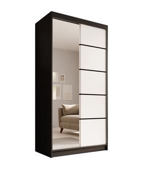 Riidekapp ADRK Laurencja, valge v./must v., 100 cm x 58 cm x 200 cm, peegliga