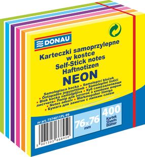Клеящиеся листки для записей Donau Neon 11D7574011PL, 7.6 см x 7.6 см, 400 шт., многоцветный