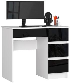 Rakstāmgalds ar atvilktnēm Akord A-7, 90 cm x 50 cm, 77 cm, balts krās./melns krās.