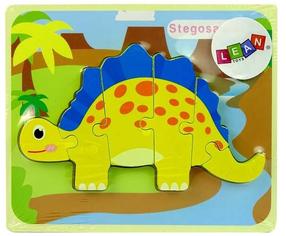 Puidust pusle Lean Toys Stegosaurus 10341, 18 cm x 15 cm, sinine v./kollane v.