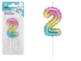 Sünnipäevaküünal Ravi Jelly 2, mitmevärviline, 16 cm