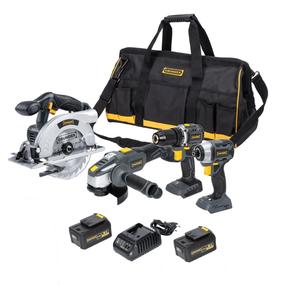 Набор беспроводных инструментов с батареей Grunder CD-B0A18+CS-L1118+CW-B1218E+AG-B0118E, 18 В, 4 Ah