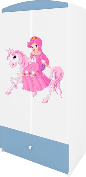 Vaikiška spinta Kocot Kids Babydreams Princess On Horse, mėlyna sp./balta sp., 90 cm x 52 cm x 175.5 cm