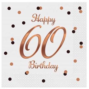Popierinės servetėlės GoDan Happy 60 Birthday, 33 cm x 33 cm, aukso sp./balta sp., 20 vnt.