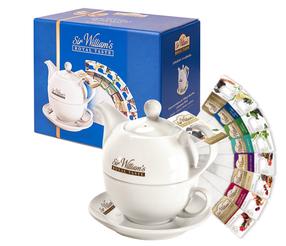 Tējkanna ar krūzi un apakštasīti Sir Williams Royal Taste Sir Williams, 0.35 l, balta krās.