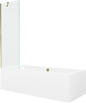 Vonia su sienele, laisvai pastatoma Mexen Cube, 170 cm x 80 cm x 39 cm, stačiakampis, skaidri sp./aukso sp.