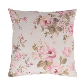 Dekoratīvs spilvens Home4you Holly Painted Roses, rozā krās./bēša krās., 45 cm x 45 cm