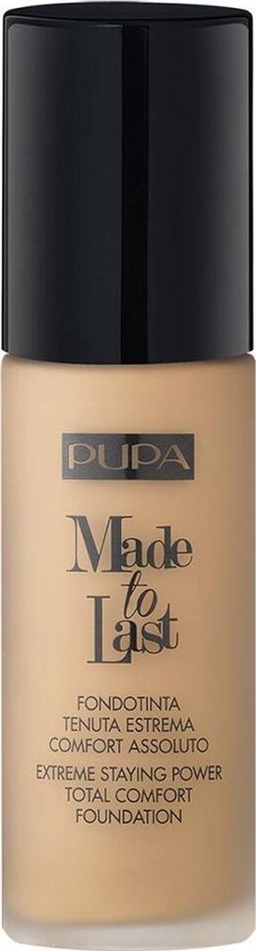 Šķidrā grima bāze Pupa Made To Last, SPF 10, brūngans krās., 03 dark ivor, 30 ml