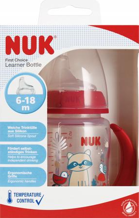 Детская поилка Nuk First Choice Learner Bottle, 150 мл, 6+ мес., прозрачный цв./красный цв.