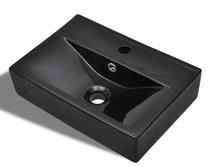 Vonios praustuvas VLX Bathroom Sink Basin, keramika, 46 cm x 32 cm x 11.5 cm, juoda sp.