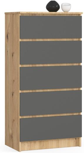 Комод Akord Furniture Factory K60 OP0LK-6ARTSZAR004, дерева цв./серый цв., 121 см x 40 см x 60 см