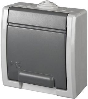 Kištukinis lizdas Elektro-Plast Aquant 1244-10, su įžeminimu, IP55, pilka sp.
