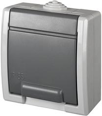 Kištukinis lizdas Elektro-Plast Aquant 1244-10, su įžeminimu, IP55, pilka sp.