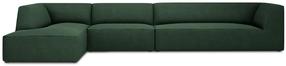 Stūra dīvāns Micadoni Home Ruby 5 Seats, zaļa krās., kreisais, 366 x 180 cm x 69 cm