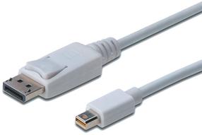 Провод Assmann mini DP to DP Mini Display port male, Display port male, 3 м, белый цв.
