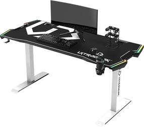 Kompiuterinių žaidimų stalas Ultradesk Force, 166 cm x 70 cm, 76.5 cm, balta sp./juoda sp.
