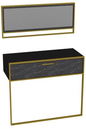 Konsolinis staliukas Kalune Design Aynali, aukso sp./juoda sp., 90 cm x 38.5 cm x 76.8 cm