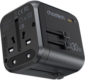 Telefona lādētājs Choetech PD5008-BK, 3 x USB/USB-C, melna krās., 30 W