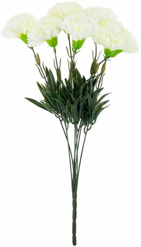Dirbtinė gėlė, gvazdikas, balta sp./žalia sp., 43 cm