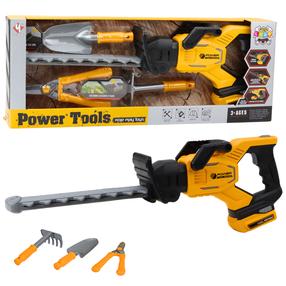 Dārza rotaļlieta, dārza instrumentu komplekts Lean Toys Power Tools, melna krās./dzeltena krās.