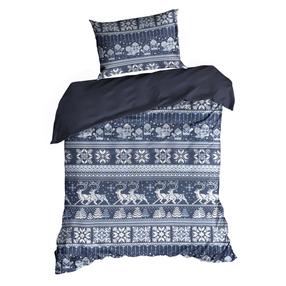 Kalėdinis patalynės užvalkalų komplektas Fjord, mėlynas/baltas, 140 x 200 cm