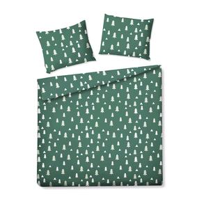 Kalėdinis patalynės užvalkalų komplektas Homla Pema 986127, baltas/žalias, 160 x 200 cm