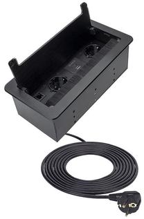Sisseehitatud pikendusjuhe Design Light Inbox, 3 x 1,5 mm², 1.5 m, IP20, 2 pesa, must v.