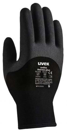 Darbo pirštinės gumuotos Uvex Unilite Thermo Plus UV6059209, suaugusiems, juoda sp., 9