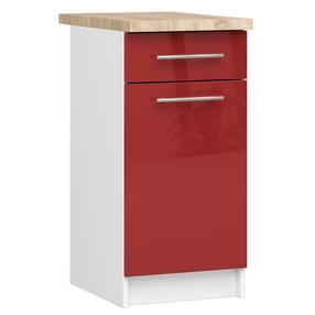Нижний кухонный шкаф Akord Oliwia S40, белый цв./красный цв., 60 см x 40 см x 85 см