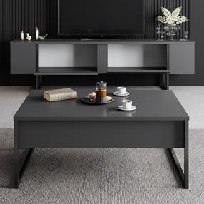 Svetainės baldų komplektas Kalune Design Luxe, vidaus, antracito sp./juoda sp.