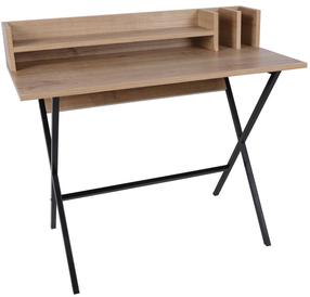 Rašomasis stalas Kalune Design Lozan, 100 cm x 50 cm, 89 cm, ąžuolo sp./juoda sp.