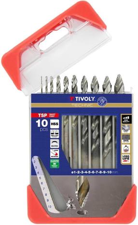 Metallist puurikomplekt Tivoly Smart Point, puit/metall/teras, hss, sirge, 1 mm x 17.5 cm
