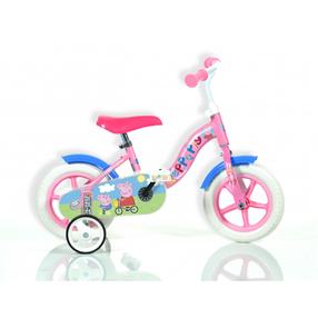Vaikiškas dviratukas su papildomais ratukais, vaikų Dino Bikes Peppa Pig 108L-PGS, mėlyna sp./rožinė sp., 10"