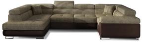 Kampinė sofa Letto Berlin 03, Soft 66, šviesiai ruda sp./tamsiai ruda sp., kairinė, 202 x 340 cm x 90 cm