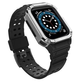 Siksniņa Hurtel, Protect Strap Band With Case Apple Watch 41/40/38mm, sudraba krās./melna krās.