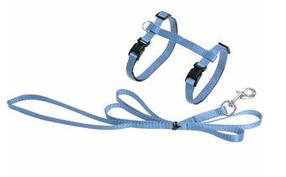 Шлейка для кошек с поводком Flamingo Harness And Leash Ziggi, 110 см x 10 мм, голубой цв.