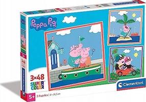 Dėlionė 3in1 Clementoni Super Color Peppa Pig 25293, 21 cm x 20.5 cm, 144 vnt., įvairių spalvų