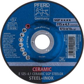 Slīpēšanas disks Pferd SGP Ceramic Steelox, 125 mm x 22.23 mm
