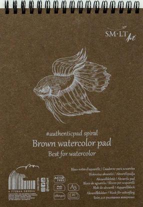 Бумага для рисования Smiltainis Watercolor Pad, A5, 280 g/m², коричневый цв., 21 см x 14.8 см, 20 стр. шт.