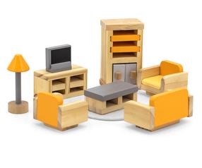 Mēbeles, komplekts Viga Toys PolarB Sitting Room, dzeltena krās.