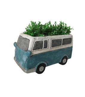 Dekoratīvais puķu pods "Autobuss" NF80-258, 37 cm x 19 cm x 20 cm, zila krās.